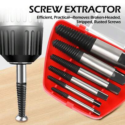 Bộ dụng cụ tháo vít 6 chi tiết 6 kích cỡ (4-25mm) - Thép crom-vanadi, dễ dàng tháo vít bị trờn ren - Độ cứng cao, kèm hộp đựng, phụ kiện dụng cụ sửa chữa ô tô tại nhà, quà tặng cho nam giới.