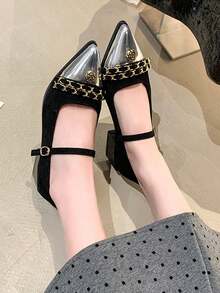 Zapatos de tacón alto y puntiagudos sexy, sandalias con tiras de strass plateadas y sin talón, elegantes tacones de estilo francés de punta abierta para primavera y verano (corren un poco pequeños) - Negro - Ver 8