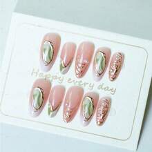Agate And Pearl Combination Nail Art, Vintage And Elegant, 24 Pieces. - 1 - 查看 2