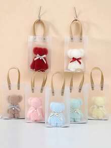 1/5个装透明磨砂礼品袋，礼品包装手提袋，糖果袋，可重复使用的半透明包装礼品袋，适用于节日派对/生日/婚礼/毕业典礼/返校礼物 - 透明磨砂 - 查看 8