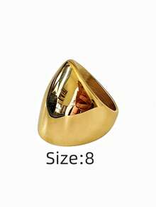 1枚简约优雅法式时尚316不锈钢18K镀金真空涂层戒指，经久耐用，防水防过敏，适合日常、旅行和度假佩戴。 - 光面長女士戒指 - 查看 18