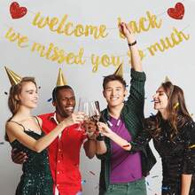 Welcome Back, We Missed You! Glitter Welcome Back Banner, Back To School Decor, Classroom Decoration, Teacher Student First Day Of School Party Supplies - Style 1 - View 4