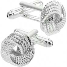 Twist Braid Knot Cufflinks For Men Women In Gift Box Sier En Mens Cuff Links Jewelry For Wedding Party Daily Office Busin Events Tuxedo Dr - 銀色 - 查看 1