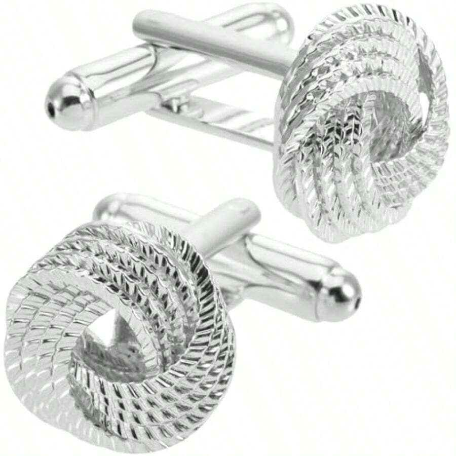 Twist Braid Knot Cufflinks For Men Women In Gift Box Sier En Mens Cuff Links Jewelry For Wedding Party Daily Office Busin Events Tuxedo Dr - 銀色 - 查看 1