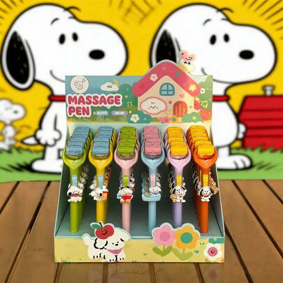 SNOOPY 1pc Cute Dog Character Retractable Gel Pen With Massage Head Design | Smooth Writing, Fast Drying Ink | Portable Pen Shape, With Cute Charm | Durable Materials For School, Office And Daily Use | Ideal For Fans, Stationery Collectors And Creative Professionals | Back To School And Holiday Gift Set