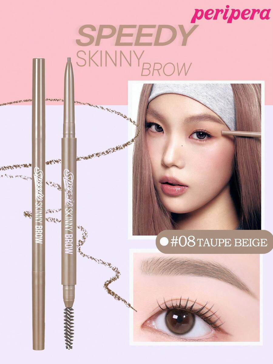 Peripera K-Beauty 雙頭眉筆,質地柔軟自然,細筆尖,可修飾、勾勒並填滿眉毛,內建眉刷,持久防水防汗 - #08 Taupe Beige - 查看 1