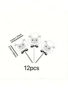 12pcs Eid Al-Adha Paper Sheep Shaped Cupcake Toppers (Non-Electric, No Feathers), Suitable For Islamic Holiday Celebration - Sheep Cake Plugin - View 3