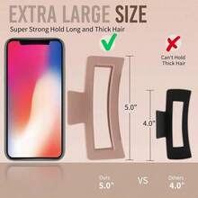 5 Inches Extra Large Claw Clips For Thick Hair And Long Hair, 4 Packs Xl Jumbo Claw Clips, Oversized Matte Non-Slip Rectangle Hair Clips For Women, Big Strong Hold Jaw Clip, Neutral Color Casual, School Stuff, College Fall Winter Hair Accessories For Women For Vacation Outfits Woman - 4 件,每種顏色一件 - 查看 2