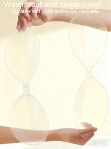 1/2/3片装隐形硅胶胸贴，无背无肩带粘性胸贴，提升胸型，适用于婚纱 - 無色 - 查看 2