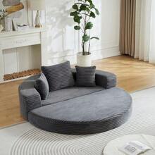 A Versatile Two-In-One Sofa Bed, Ideal For Small Spaces, That Can Be Used As Both A Semi-Circular Sofa And A Round Chaise Longue. The Armrests Feature Fabric Pockets. - Grey - View 2