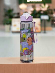 1pc 750ml/25oz Capybara Cartoon Plastic Straw Cup With Leak-Proof Lock, Compact & Portable Straw Tumbler, Suitable For Outdoor Activities, Games, Cycling, Camping - Ideal For Holiday And Birthday Gifts - Multicolor - View 12