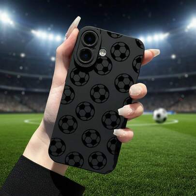 2D足球印花极简防刮手机壳，适用于 17/Air/17Pro Max/17Pro/11/12/13/14/15/16/16pro/6plus/7/8/16e/7plus/8plus/X/Xs Max/Xr/11pro/12pro/13pro/14pro/12mini/13mini/11promax/12promax/13promax/14promax/14plus，男女通用