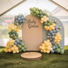 10英寸鼠尾草绿、蓝色、黄色气球，灰色、蓝色、橄榄绿、浅黄色、象牙色乳胶气球，配丝带，灵感源于自然，适用于生日、婚礼、婴儿派对装饰 - A-1 - 查看 6