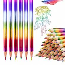 Bộ 10/20 bút chì gỗ màu cầu vồng, bút chì màu cầu vồng 4 trong 1, thích hợp cho trường học, học sinh, giáo viên, để phác thảo, vẽ nguệch ngoạc, tô màu, vẽ tranh. - Nhiều màu - Xem 8
