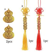 1pc/4pcs Feng Shui Good Luck Pendant (Metal Gourd With 5 Coins) As A Blessing Gift Brings Health, Success, Tranquility, And Wealth. Suitable For Car Furniture, Bags, Homes, Offices, And Other Scenes - Multicolor - View 13