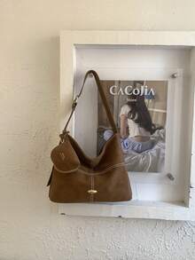 新款女士手提包，大容量单肩包，优雅通勤包，带小袋的手提包，时尚背包 - 彩色 - 查看 1