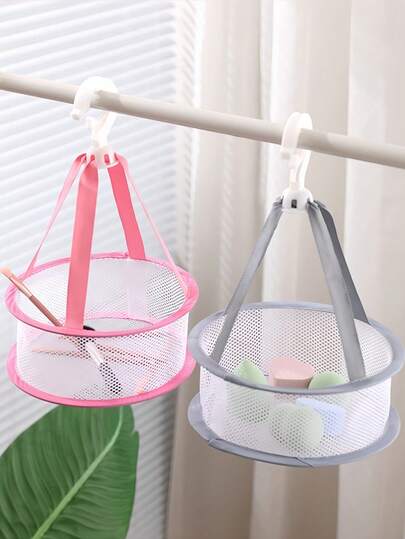 1pc Women's Makeup Brush Cleaning Sponge Tool Storage Rack, Foldable Mini Makeup Sponge Drying Net Bag, Home Use