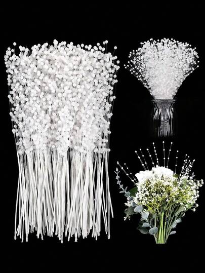 50/30/10颗串珠珍珠棒，适用于手工制作、迷你仿珍珠花、白色珍珠珠子，适合新娘婚礼珍珠花束派对装饰、DIY花环、新娘婚礼珍珠花束装饰、家居派对装饰工艺品、礼品、生日、毕业典礼等。