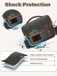 Túi đựng máy ảnh SLR DSLR bằng vải canvas, túi đeo chéo máy ảnh nhỏ gọn, túi đeo vai có áo mưa dành cho nam và nữ. - màu đen - Xem 3