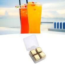 Premium Stainless Steel Metal Ice Cubes - Reusable Whiskey Stones Set With Ice Tongs For Quick Chilling Of Beverages - Golden Finish - 金色 - 查看 4