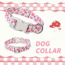 1件卡通蘑菇图案宠物狗项圈，带快拆扣，耐用透气涤纶材质，幸运卡通设计 - 适合小型/中型/大型犬，是小型犬的完美生日礼物 - 混合色 - 查看 6