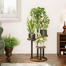 Bamworld - Soporte para plantas de 4 niveles para interiores y exteriores soporte de flores alto soporte de mesa accesorios de jardín para amantes de las plantas color café - 4 niveles - Ver 5