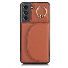 PU 人造皮革手機殼，適用於 Galaxy A17 A56 A36 A26 A16 A55 A35 A15 A54 A14 A73 A53 A13 A72 A52 A71 A51 4G 5G，附環形支架，RFID 防盜錢包手機殼，適用於 Galaxy S26 S25 Edge S24 S23 S22 S21 FE Plus Ultra，附支架卡槽保護殼 - 棕色 - 查看 16