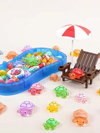 50/100个夜光树脂迷你动物，3D乌龟/陆龟小雕塑，无需用电，适用于花园、派对、微景观、水族箱，独特的DIY工艺品和派对礼品