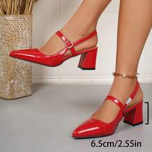 SRSOO 2026 Spring/Summer New Pointed Toe Thick Heel Sandals, Versatile Closed Toe Strappy High Heel Sandals For Women - Red - View 7