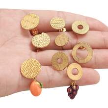 6 piezas de componentes de pendientes con anillos redondos soldados de acero inoxidable de moda, accesorios de joyería DIY para pendientes - pendientes redondos - Ver 7