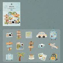 30pcs/Pack Vintage Embossed Knit Texture Warm Stickers, Suitable For Scrapbooking, Planner, Album, Notebook, Desktop Decor, DIY Crafts - A - View 15