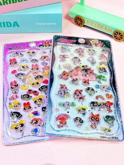 随机创意可爱3D立体贴纸，卡通动物图案，儿童礼物，毛绒玩具，减压神器，DIY手机壳装饰。款式多样，颜色可能略有差异。