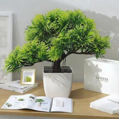 1pc Green Plant Three-Pronged Welcoming Pine Table Pine Ornaments/Sunflowers/Small Potted Plants Simulated Flowers Small Bonsai Plants Small Bonsai Simulated Plants Potted Plants Home Decoration Bonsai Ornaments