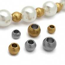 10颗纹理细小圆形散珠，不锈钢纹理条纹隔珠，球珠，适用于DIY手链、珠宝制作、工艺品制作，尺寸4/5/6毫米 - 彩色 - 查看 4