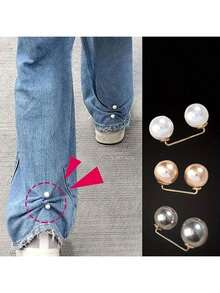 Pearl Pant Leg Clips - Invisible Pant Leg Fixers, No-Sew Pant Leg Clips To Prevent Dragging. Suitable For Sun Hat/Bucket Hat Cord Clips, Invisible Pant Leg Shortening Fixers To Prevent Pant Leg Dragging, Hidden Button-Style Leg Fixing Device For Pants, Skirts, Jeans To Prevent Dragging - Multicolor - View 2