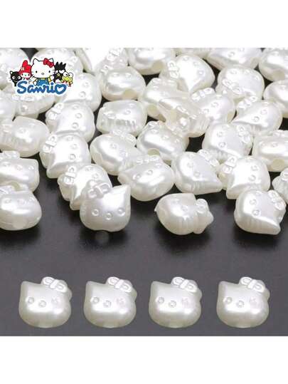 SANRIO 20/50 hạt mặt dây chuyền hình mèo Hello Kitty hoạt hình giả ngọc trai bằng acrylic để tự làm vòng tay và dây chuyền.