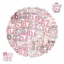 50pcs Cartoon Number 67 Graffiti Stickers, Suitable For Water Bottles, Notebooks, Envelopes, Cartoon Number Sticker Decals - Multicolor - View 3