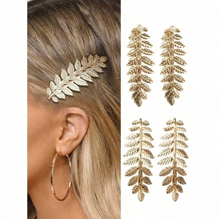 Metal Leaf Hair Clips, Versatile Leaf-Shaped Bangs Clips, Hair ...