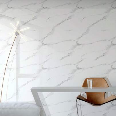 1 Cuộn Giấy Dán Tường Tự Dẹp Màu Trắng, Vân Đá Cẩm Thạch, Giấy Dán Tường PVC Chống Thấm Nước và Chống Dầu, Phụ Kiện Nhà Bếp, Có Thể Tháo Gỡ và Tái Sử Dụng, Dùng Để Trang Trí Nhà Cửa, Tường Điểm Nhấn, Giấy Dán Tường, Hình Dán, Giấy Dán Tường, Giấy Tiếp Xúc, Giấy Cải Tạo, Giấy Trang Trí, Phong Cách Trang Trí, Tự Dính