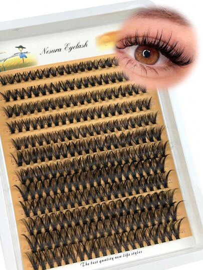 240 Pcs D Curl Individual Lashes 40D Natural False Eyelashes 3D Russian Curl Mixed Length Reusable DIY 8-16mm Length Thickness Suitable For Beginners Single Cluster Eyelashes For Extension Natural Anime Super Voluminous Makeup Style Lash Clusters