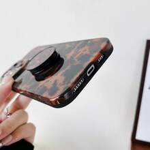 Tortoise Shell Vintage Amber Color Niche Elegant Phone Case With Stand, Suitable For IPhone 17 Pro Max/17 Air/ 16 Pro Max, Apple 15 New 14/13 Full Coverage Soft Case Anti-Drop 16 Pro Protective Cover 12 - 深棕色 - 查看 9