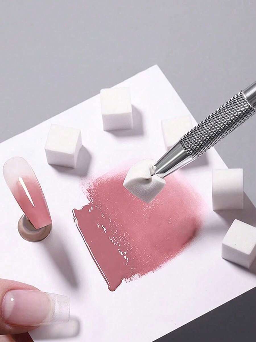 50/101 miếng mút xốp mini kèm nhíp 4 càng, dụng cụ vẽ màu chuyển sắc cho móng tay, dụng cụ làm móng, dụng cụ nghệ thuật làm móng, mùa tựu trường, 1 bộ