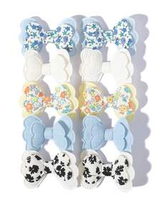 10pcs/Set Double-Layer Bow Hair Clips, Cute & Sweet Pastel Style - Mixed color - View 2