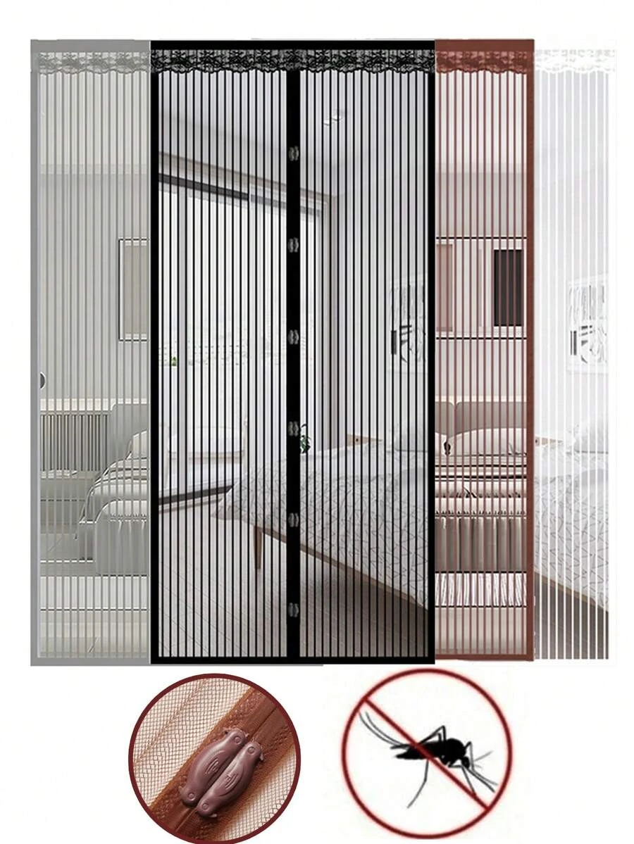 磁性自封纱门，加厚耐用透气尼龙网，防蚊设计，安装简便，宠物友好型蚊帐门，适用于前门、推拉门、露台、房车、室内外，是完美的夏季家居装饰礼品。