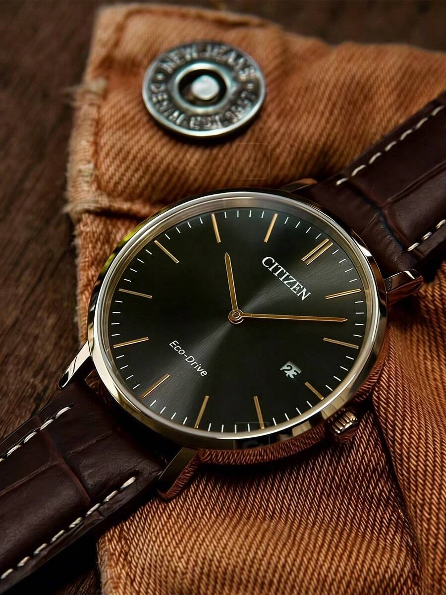 Reloj Citizen para hombre Drive AU1083-13H con correa de cuero marrón - Marrón - Ver 1