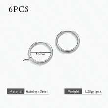 6pcs 304 Stainless Steel 18K Gold-Plated Multi-Size Round Ear Cuff Earrings DIY Charm Jewelry Earring Making Accessories Women's Stainless Steel Jewellery Earring Components - Earrings - View 21
