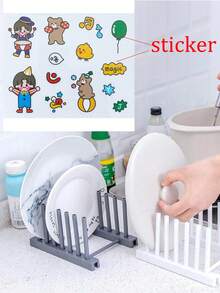 Rak Pengeringan Piring Plastik Kreatif, Rak Penyimpanan Dapur Multifungsi, Cocok untuk Piring dan Tutup Panci, Desain Minimalis Warna Solid, Bahan Plastik Halus dan Tahan Lama, Gaya Rumah Modern dan Praktis, Cocok untuk Semua Musim, Struktur Drainase Berongga, Tata Letak Berlapis yang Hemat Ruang - MultiWarna - View 12