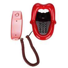 Sanpyl Teléfono novedoso Multifuncional Rojo Grande con Forma de Lengua teléfono Escritorio teléfono Antiguo teléfono Fijo decoración Antigua teléfono para Oficina en casa - Rojo - Ver 4