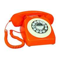 Teléfono retro teléfono con cable TelPal teléfonos antiguos teléfono de computadora antiguo teléfono fijo clásico de los años 80 para decoración del hogar y la oficina teléfono de hotel novedoso - Naranja - Ver 4