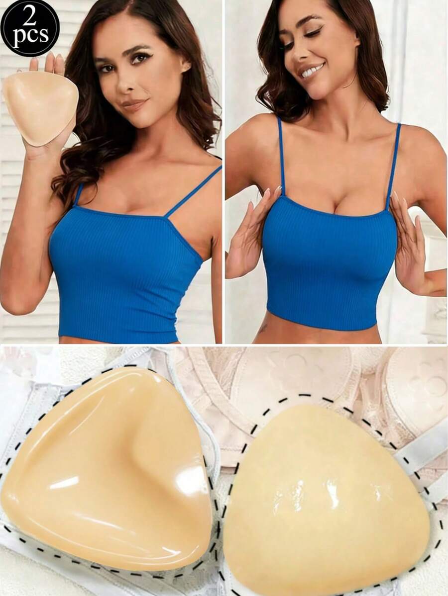 2PCS/10PCS Triangle Sticky Bra Inserts, Double Sided Adhesive Push Up Pads, Invisible Waterproof Breast Lift Cups For Backless, Strapless, Bikini, Wedding Dresses